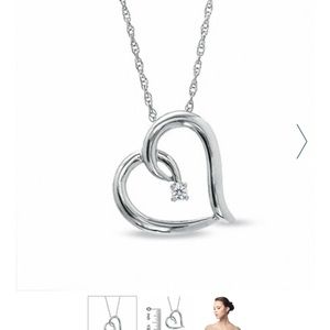 Diamond Solitaire Tilted Heart Pendant